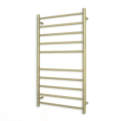 Light Gold 600 x 1100mm Rnd Heated Towel Rail LEFT