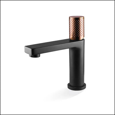 The GABE Standard Basin Mixer - Matte Black with Rose Gold handle