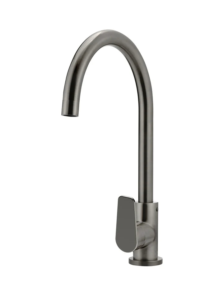 Round Gooseneck Kitchen Mixer Tap - Paddle Handle
