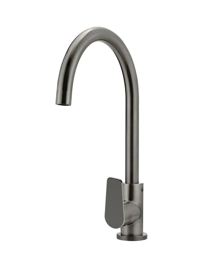 Round Gooseneck Kitchen Mixer Tap - Paddle Handle