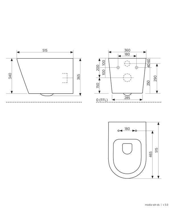 MODIA WH CF Toilet Pan + Flat Seat 4.5/3