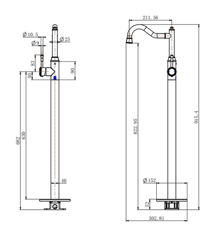 Montpellier Freestanding Bath Mixer - Brushed Nickel