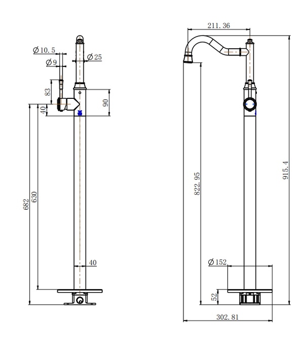 Montpellier Freestanding Bath Mixer - Brushed Bronze