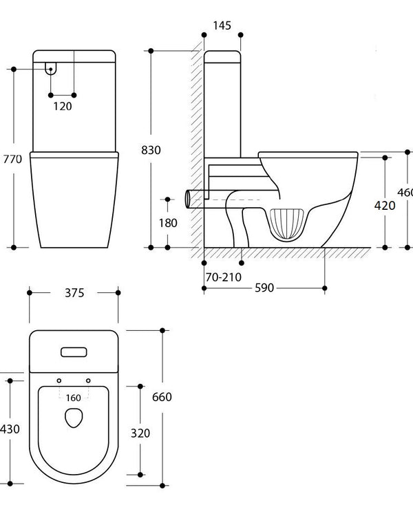 Narva Rimless Back to Wall Toilet Suite with Thin Seat