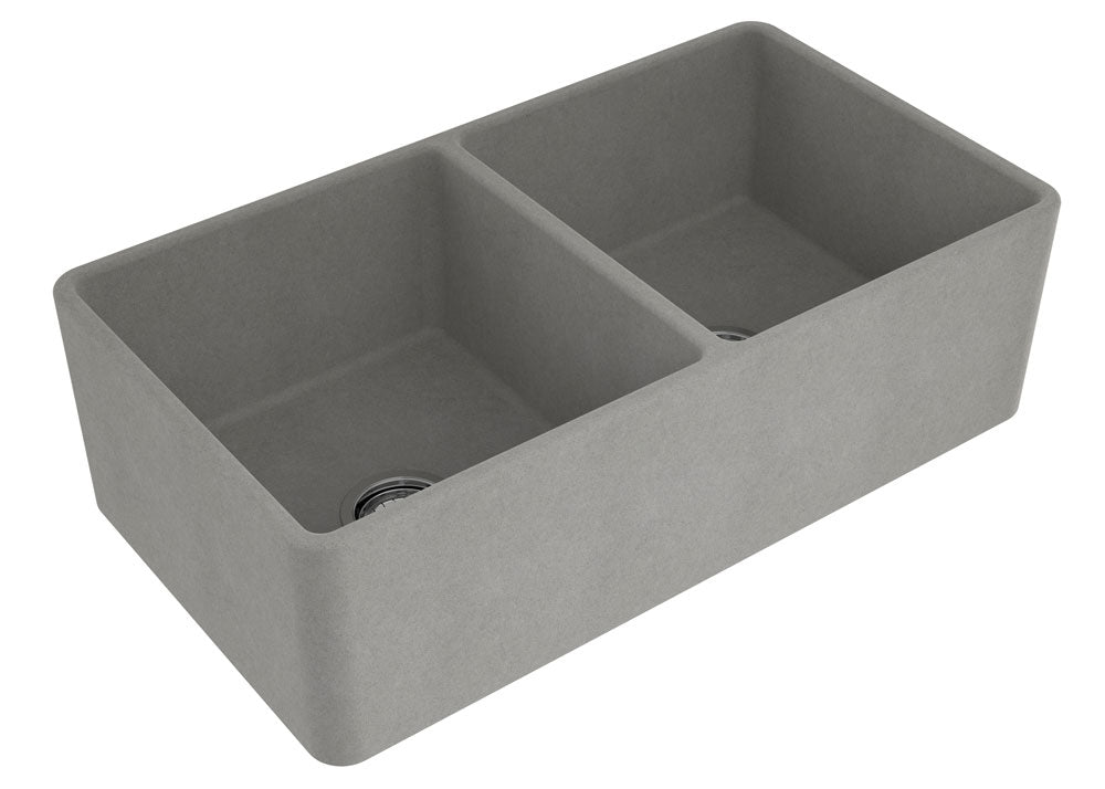 Novi 85x46 Double Bowl Fireclay Butler Sink - Concrete