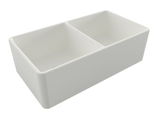 Novi 85x46 Double Bowl Fireclay Butler Sink - Matte White
