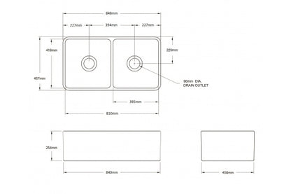 KIT - Novi 85x46 Fireclay Butler Sink – Concrete
