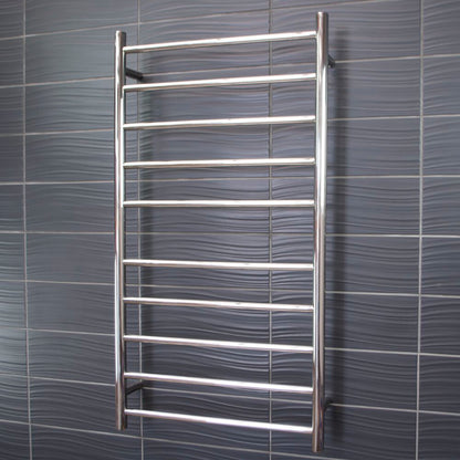 Polished 600 x 1100mm Rnd Heated Towel Rail RIGHT