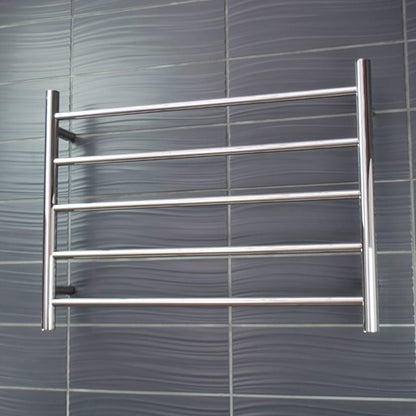 Low Voltage Polished 750 x 550mm Rnd Heated Towel Rail LEFT