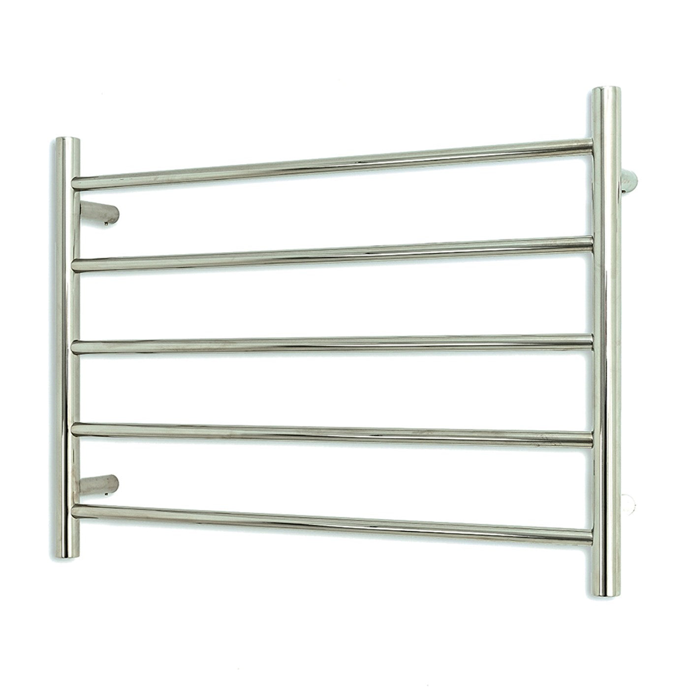 Polished 750 x 550mm Rnd Heated Towel Rail LEFT