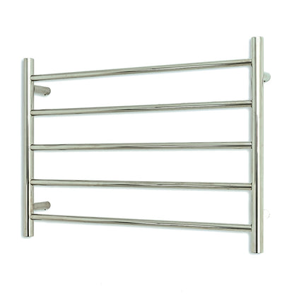 Polished 750 x 550mm Rnd Heated Towel Rail LEFT