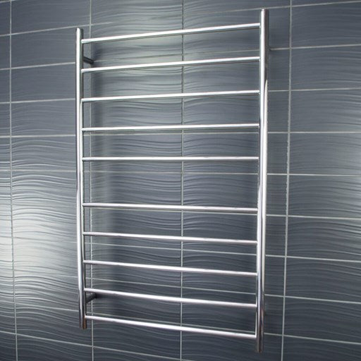 Polished 750 x 1200mm Rnd Heated Towel Rail LEFT