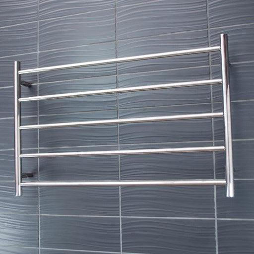 Polished 950 x 600mm Rnd Heated Towel Rail LEFT