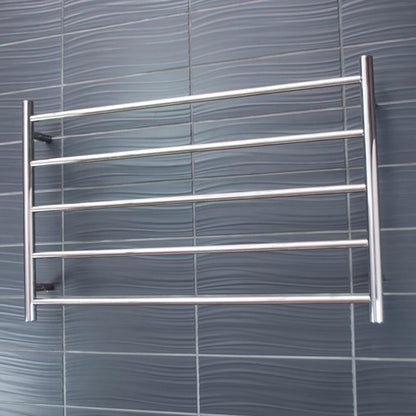 Polished 950 x 600mm Rnd Heated Towel Rail LEFT