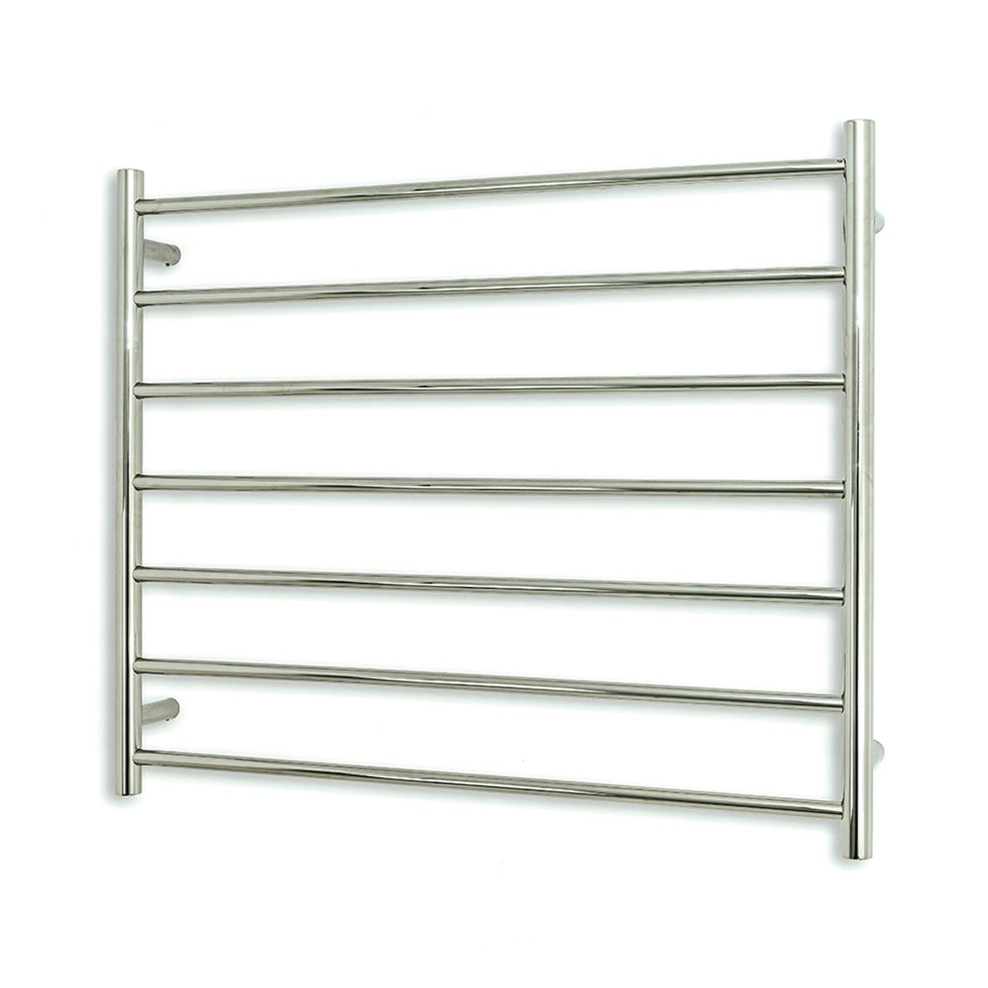 Polished 900 x 750mm Rnd Heated Towel Rail RIGHT