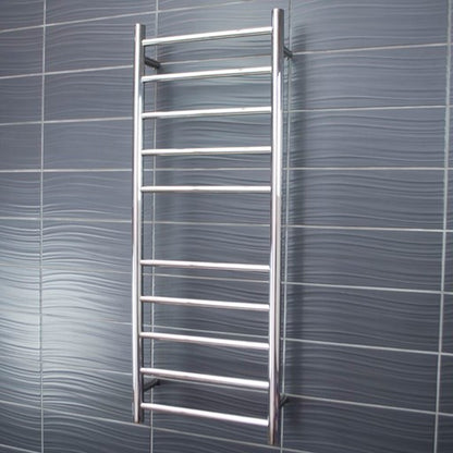 Polished 430 x 1100mm Rnd Heated Towel Rail LEFT