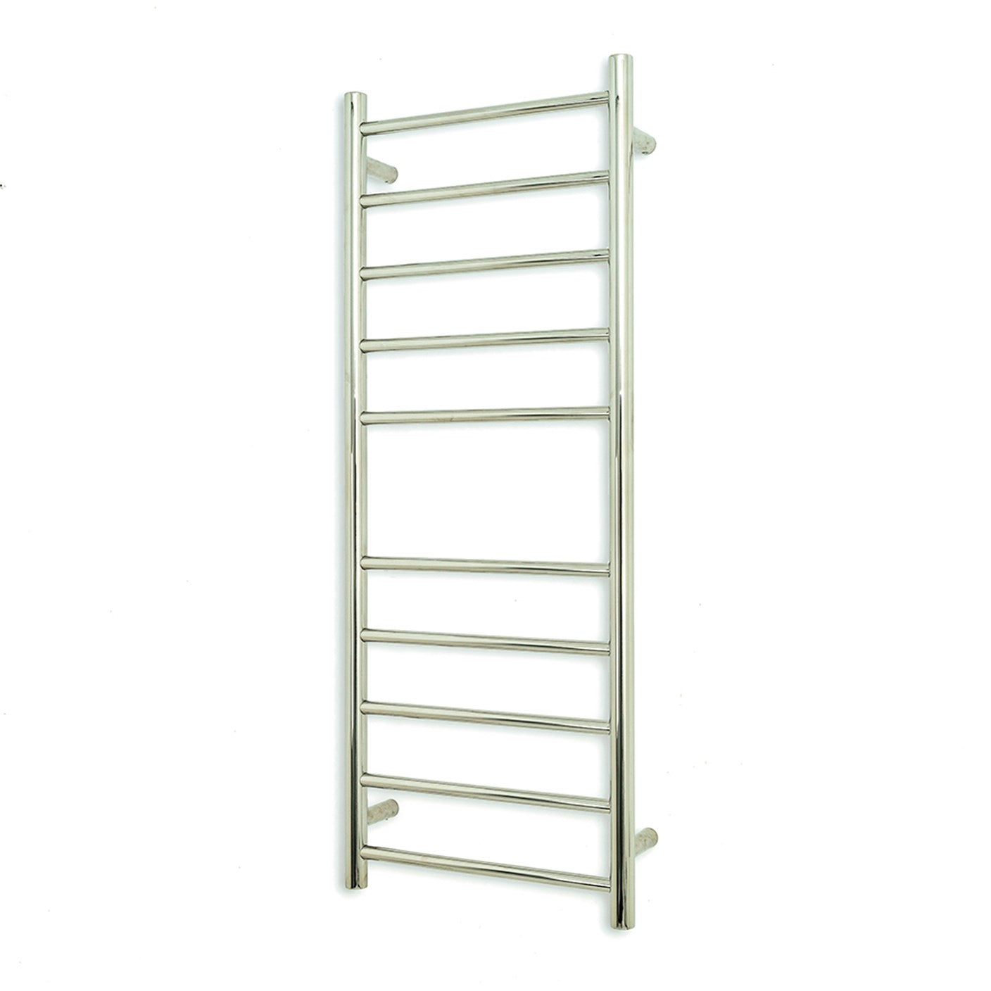 Low Voltage Polished 430 x 1100mm Rnd Heated Towel Rail LEFT