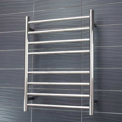 Polished 530 x 700mm Rnd Heated Towel Rail LEFT