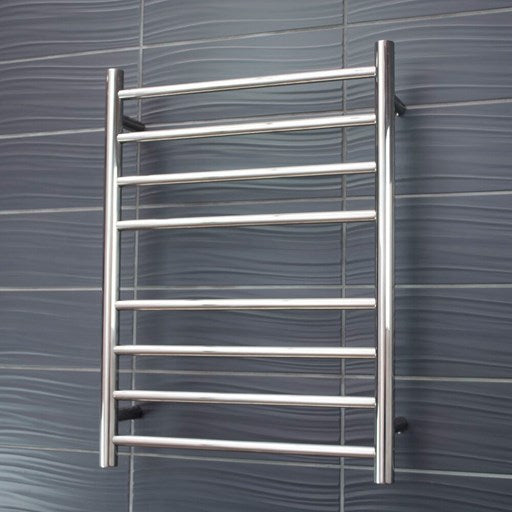 Polished 530 x 700mm Rnd Heated Towel Rail RIGHT