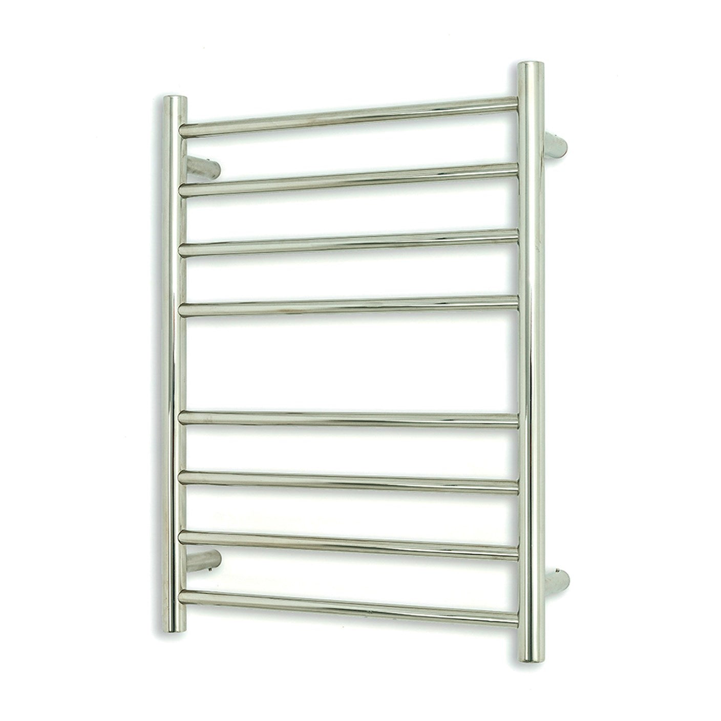 Polished 530 x 700mm Rnd Heated Towel Rail RIGHT