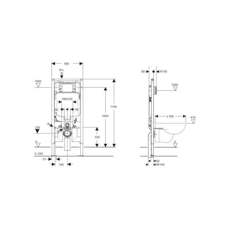 Sigma8 Duofix frame Concealed cist front press 4 star